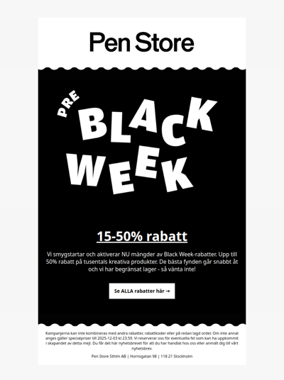 Pre Black Week startar NU 🖤 15-50% rabatt på tusentals produkter