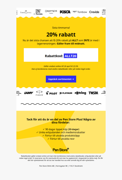 Sista timmarna ⏰ 20% rabatt på ALLT som INTE är på rea