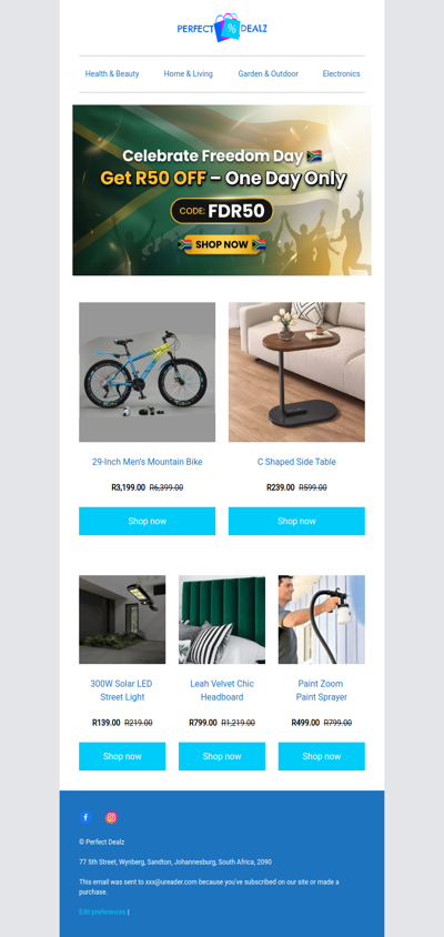 Celebrate Freedom Day with R50 OFF