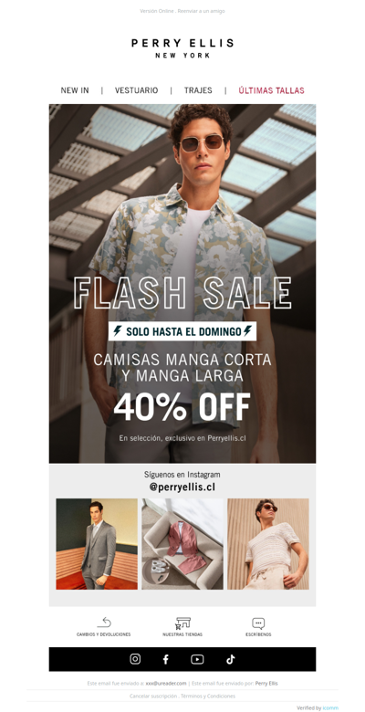 FLASH SALE | 40% OFF en camisas manga corta y larga