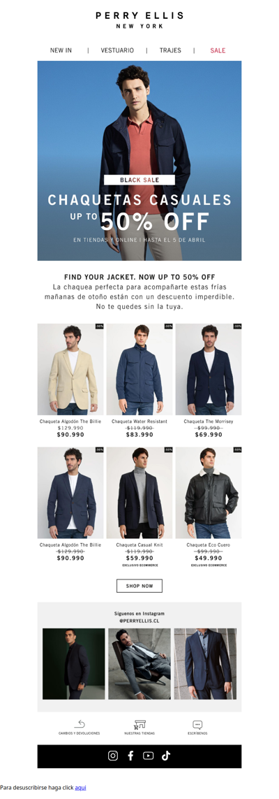 Up to 50% OFF en chaquetas. Black Sale