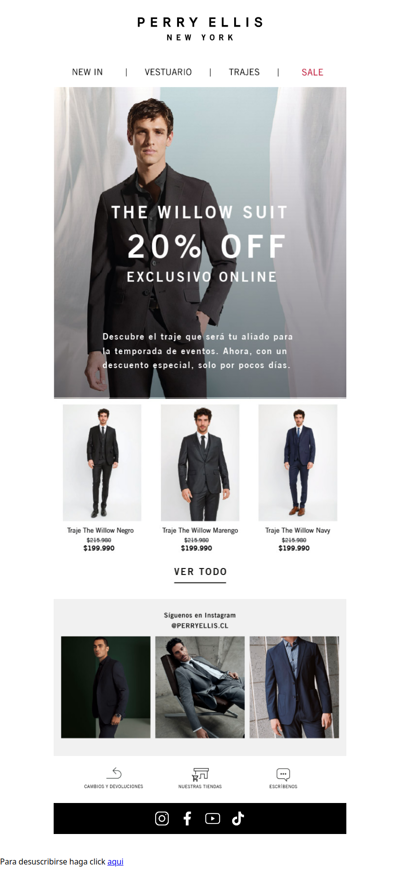 20% OFF en Traje The Willow. Exclusivo online