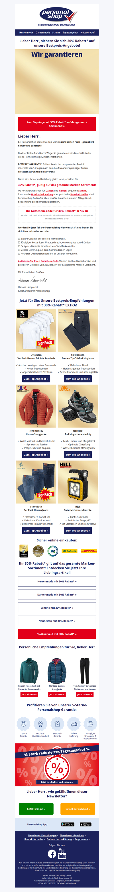 Nirgendwo günstiger: garantierte Bestpreis-Angebote mit 30% Rabatt auf alles!