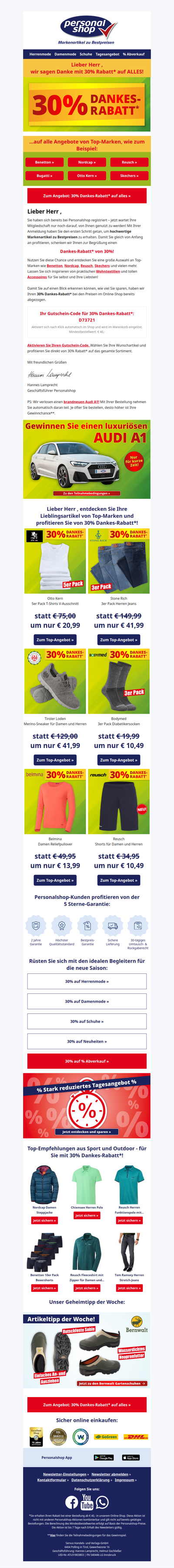 Lieber Herr , herzlich willkommen bei Personalshop!