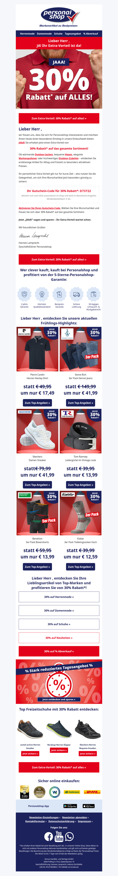 Jaaaa! Ihr persönlicher Extra-Vorteil: 30% Rabatt auf alles!