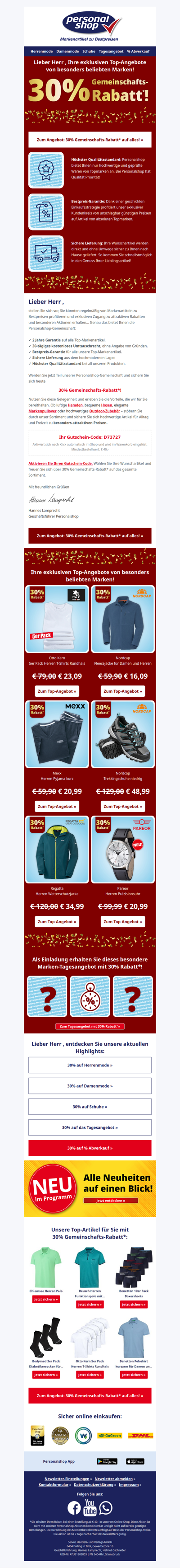 Herr , 30% Gemeinschafts-Rabatt für Sie!