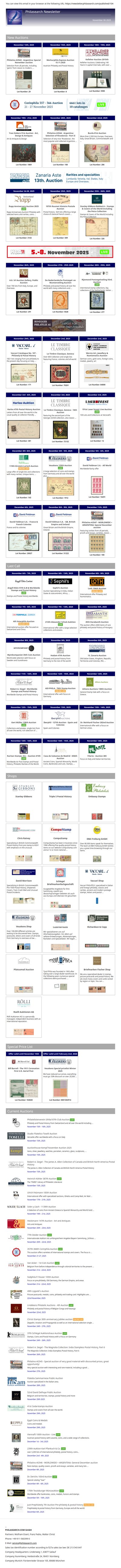 News from Philasearch.com - November 6, 2025