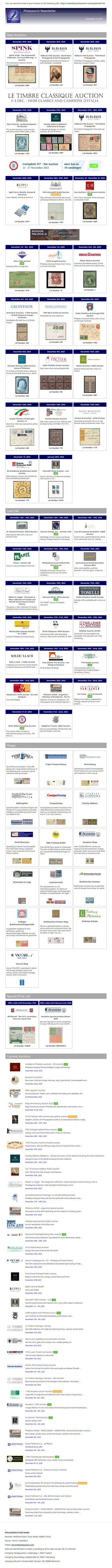 News from Philasearch.com - November 13, 2025