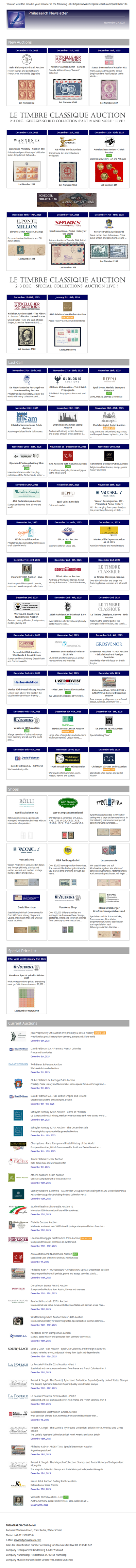 News from Philasearch.com - November 27, 2025