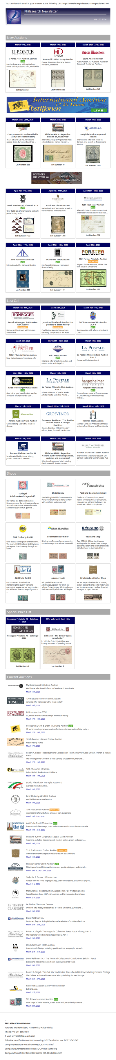 News from Philasearch.com - March 05, 2026