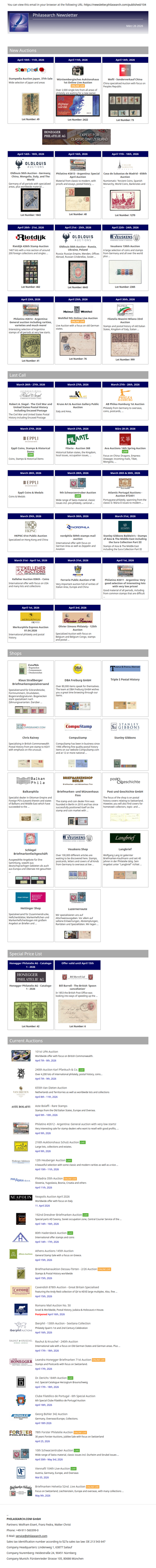 News from Philasearch.com - March 26, 2026