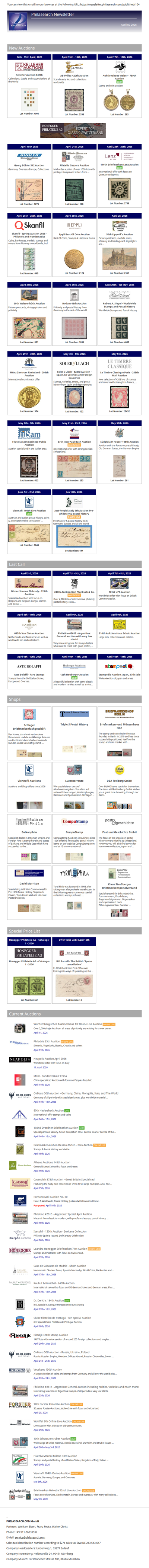 News from Philasearch.com - April 02, 2026