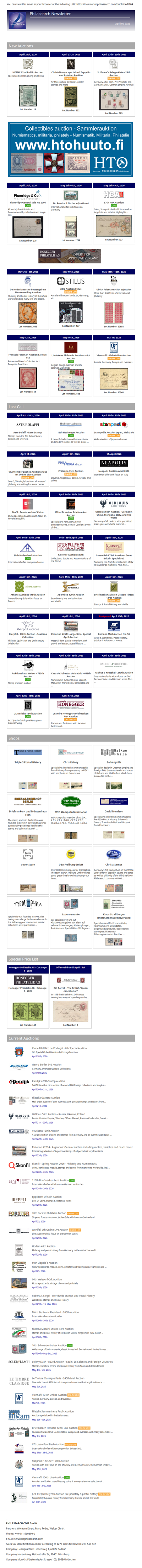 News from Philasearch.com - April 09, 2026