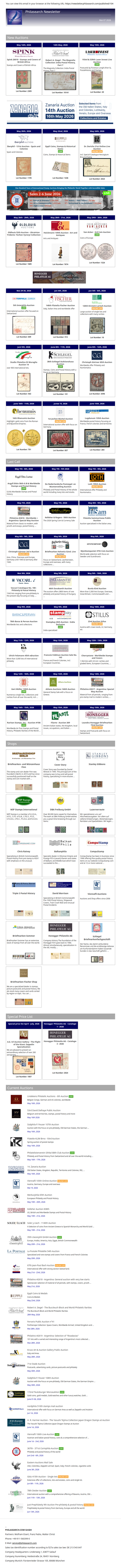News from Philasearch.com - May 7, 2026