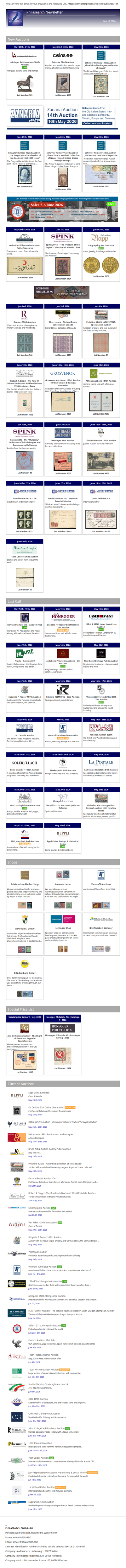 News from Philasearch.com - May 14, 2026