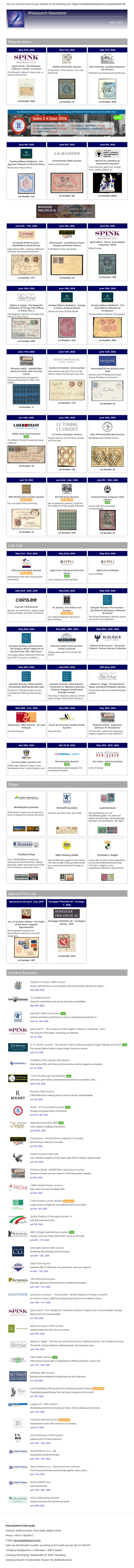 News from Philasearch.com - May 21, 2026