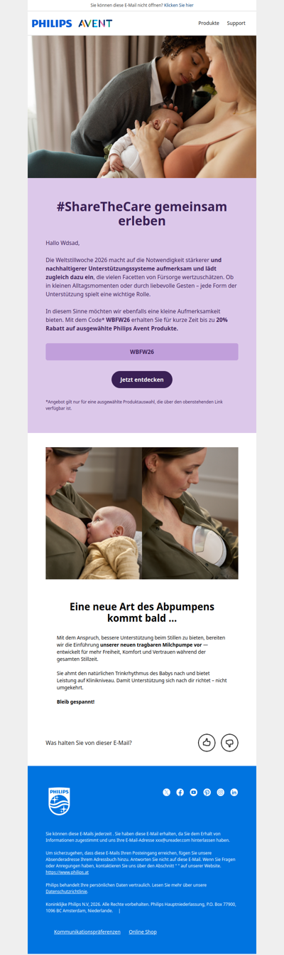 #ShareTheCare: Bis zu 20 % Rabatt auf Philips Avent Produkte