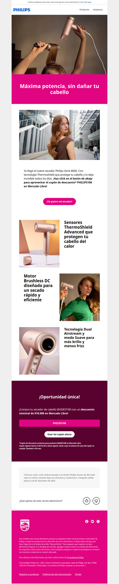 ¡Realza tu cabello con el nuevo Secador Philips BHD837/00!