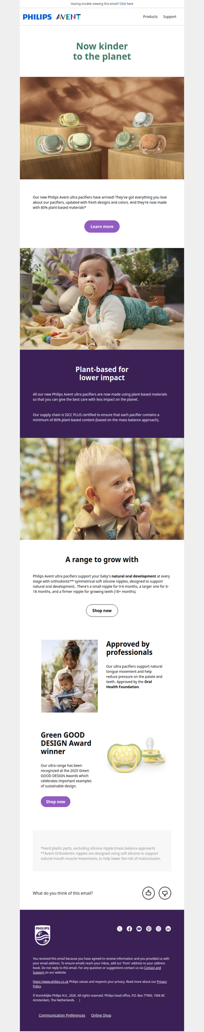 Our pacifiers are now kinder to the planet