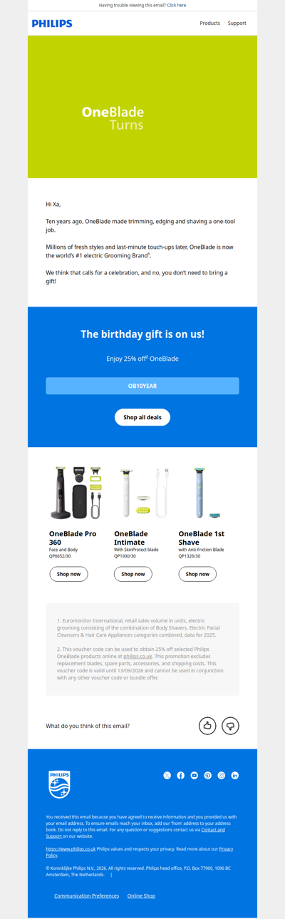 25% off: OneBlade turns 10! 🎉