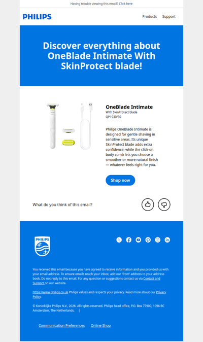 Discover everything about OneBlade Intimate With SkinProtect blade
