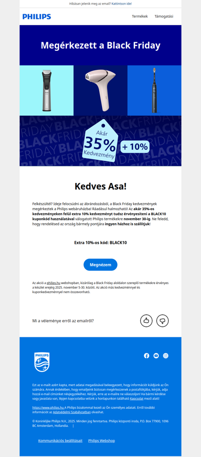 🎉 Asa, ez már nem csak álom, hanem valóság! Megérkezett a Black Friday a Philips webáruházba!
