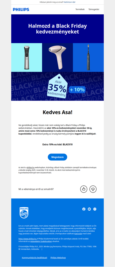 📢 Asa, ha van alkalom, amikor nem érdemes tétovázni, az ez! Használd ki a Philips Black Friday akcióját!