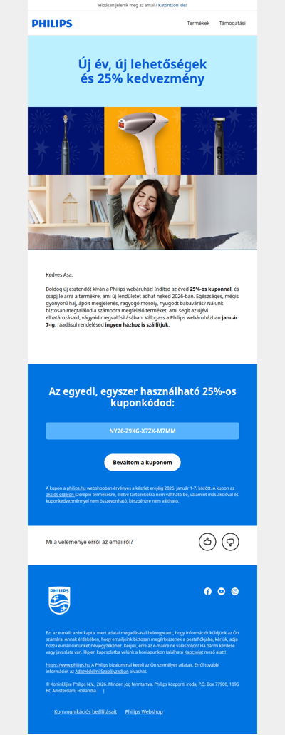 ✨Indítsd 25% kedvezménnyel az új esztendőt a Philips webáruházban!