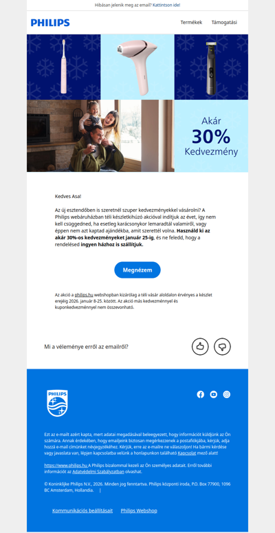 Asa, akár 30%-os téli kedvezményeket találsz a Philips webáruházban!