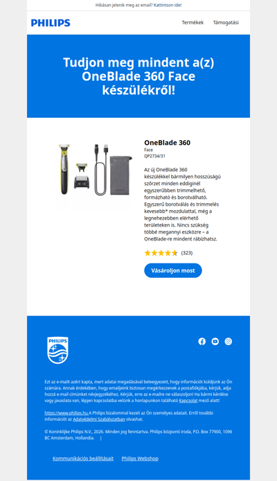 OneBlade 360 Face - tudjon meg mindent a termékről!