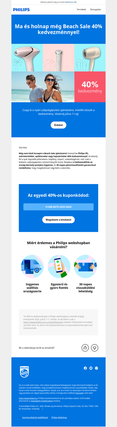 🐠Ne hagyd elúszni a 40% kedvezménytIPL szőrtelenítőre, epilátorra és hajszárítóra!