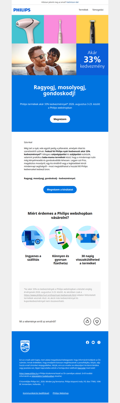 🌤️Philips nyári kedvencek akár 33% kedvezménnyel!