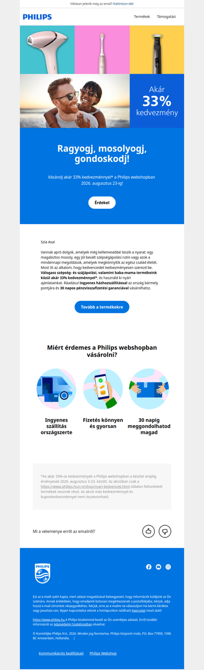 ✨Akár 33% kedvezmény a nyár kedvenceire a Philips webshopban!