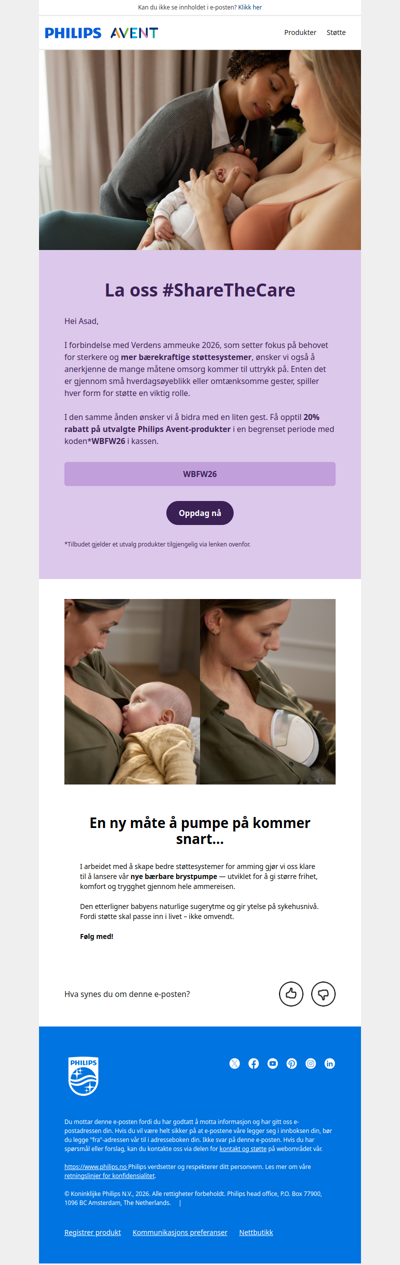 #ShareTheCare: Få opptil 20 % rabatt på Philips Avent-produkter