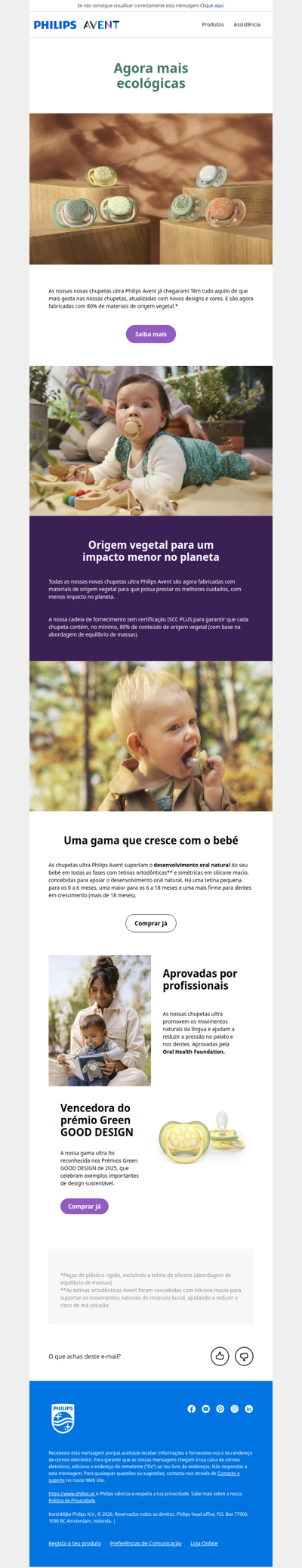 As nossas chupetas são agora mais ecológicas