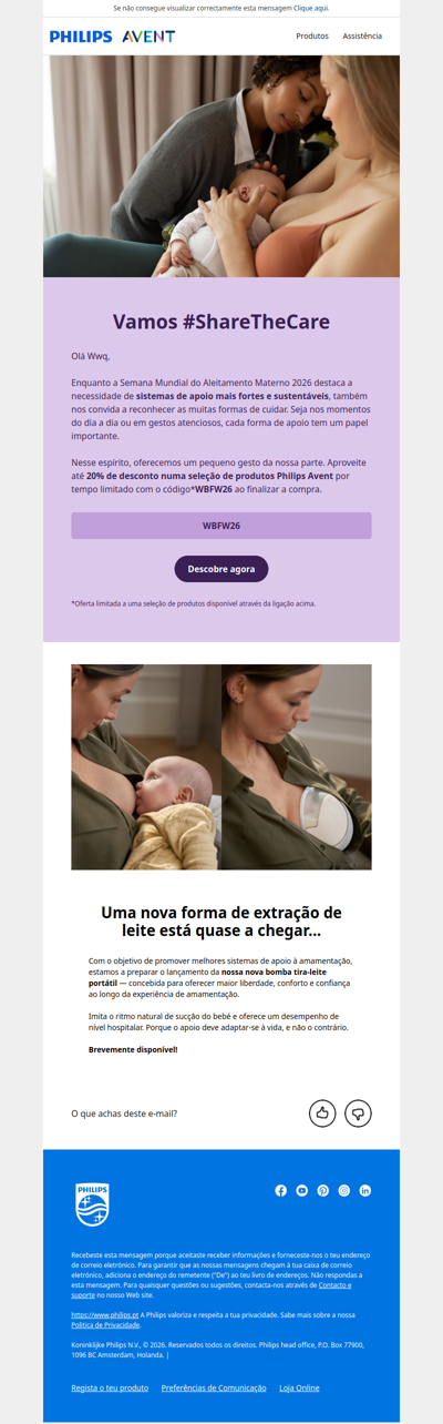 ShareTheCare: Até 20% de desconto nos produtos Philips Avent