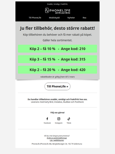 Upp till 20% rabatt vid köp av flera tillbehör