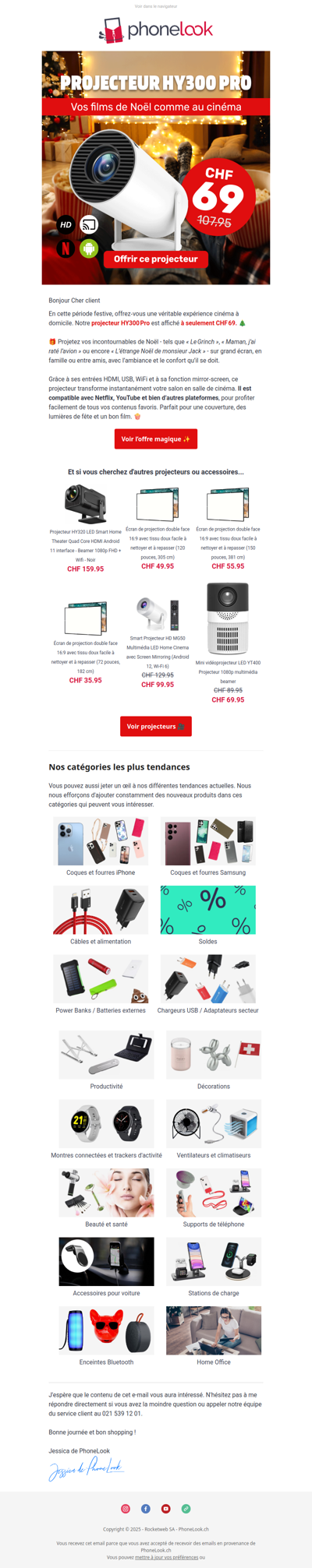 Soirée film de Noël ? Notre projecteur connecté vous attend à CHF 69 🎅