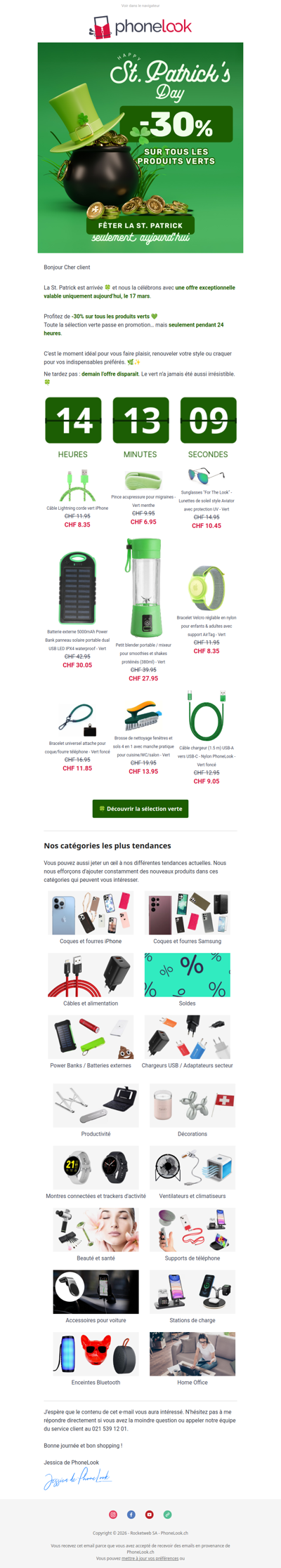 🍀Célébrez la St. Patrick avec -30% sur le vert
