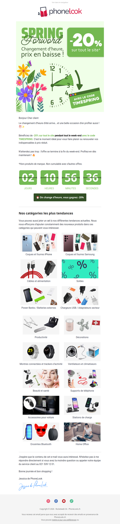 💥 Changement d’heure = -20% sur tout le site