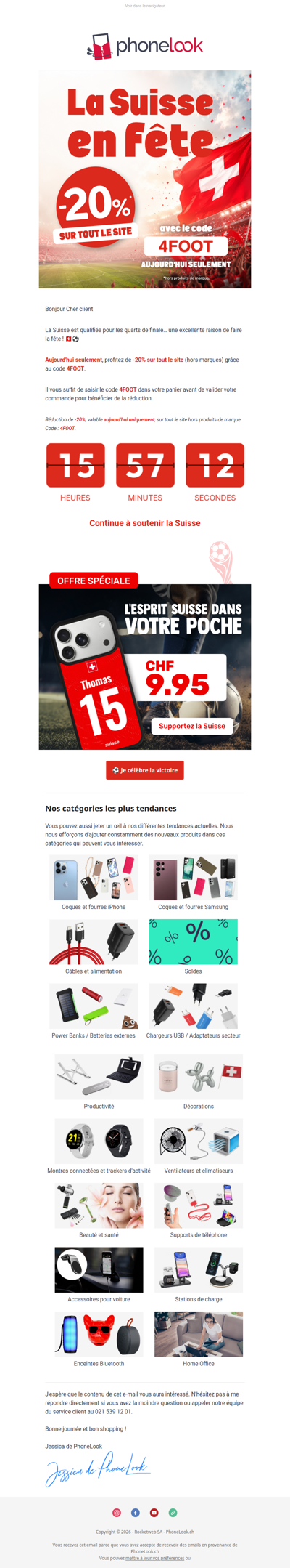 🥳 Victoire de la Suisse = offre exceptionnelle -20%