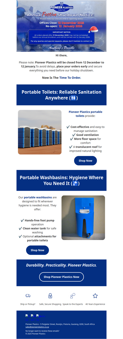 📢 December Shutdown: Stock Up Before We Close!