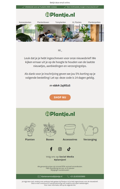 🪴 Welkom bij Plantje.nl ✉️