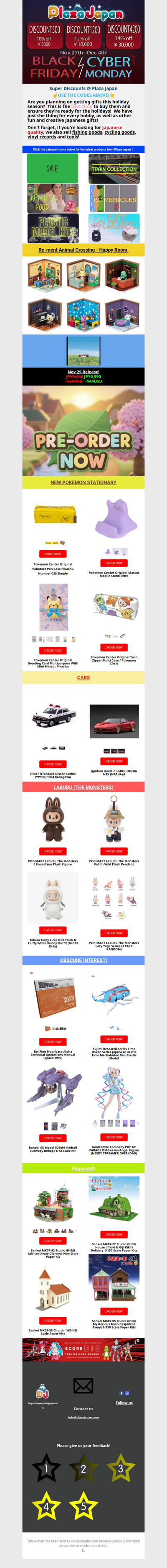 Black Friday @ Plaza Japan starts now - it's the best time to order for Christmas!