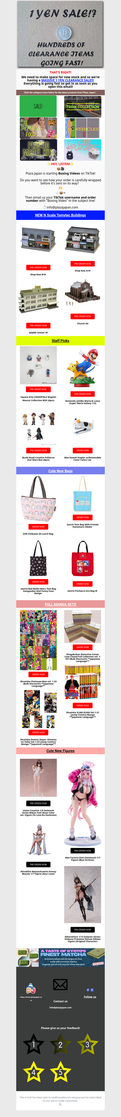 URGENT: 1 YEN CLEARANCE SALE