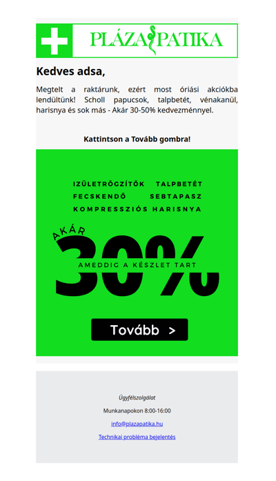 30-50% kedvezmény minden készleten lévő utolsó darabos termékre!