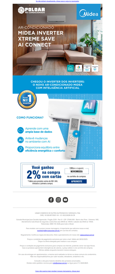 Ar Condicionado Midea, com inteligência artificial, é na Poloar. Confira!🎁💻