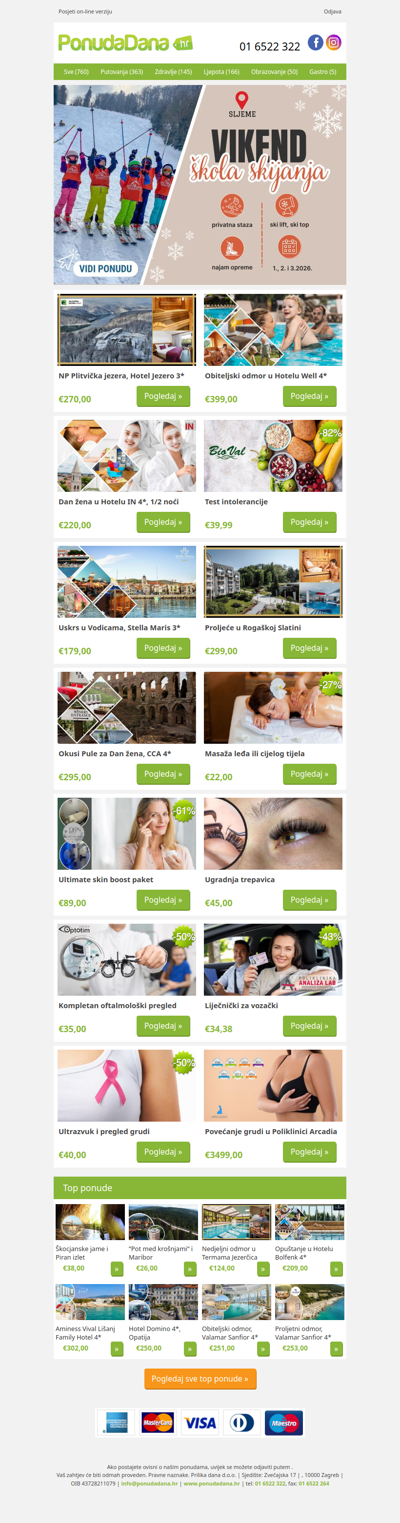 ✔ NP Plitvička jezera, Hotel Jezero 3 | Obiteljski odmor u Hotelu Well 4 | Dan žena u Hotelu IN 4, 1/2 noći | Test intolerancije | Uskrs u Vodicama, Stella Maris 3 | Proljeće u Rogaškoj Slatini | Okusi Pule za Dan žena, CCA 4