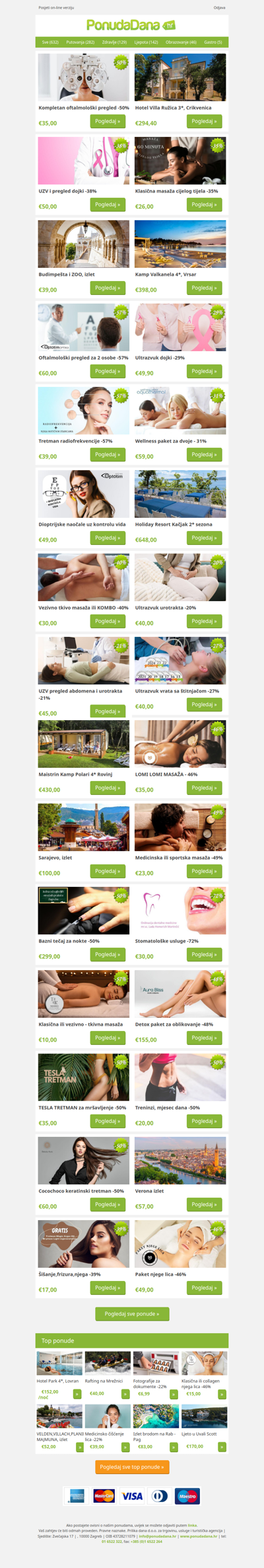 ✔ Kompletan oftalmološki pregled -50% | Hotel Villa Ružica 3, Crikvenica | UZV i pregled dojki -38% | Klasična masaža cijelog tijela -35% | Budimpešta i ZOO, izlet | Kamp Valkanela 4, Vrsar | Oftalmološki pregled za 2 osobe -57%