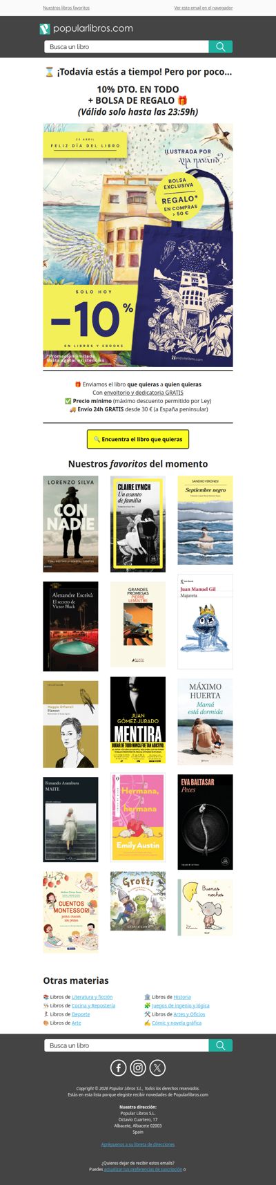 ⚠️ Quedan pocas horas: El Día del Libro aún no ha terminado